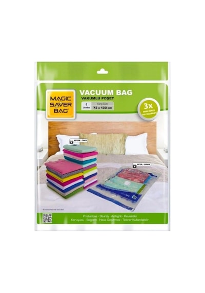 Tr Magic Silver Vakumlu Giyisi Yastık Yorgan Saklama Torbası Poşeti Hurç - Jumbo - 73x130 Cm. -5 Paket