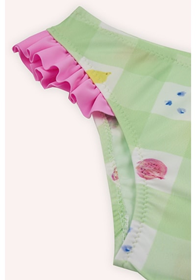 Panço Kız Çocuk Meyve Desenli Bikini Yeşil 2412GK42009