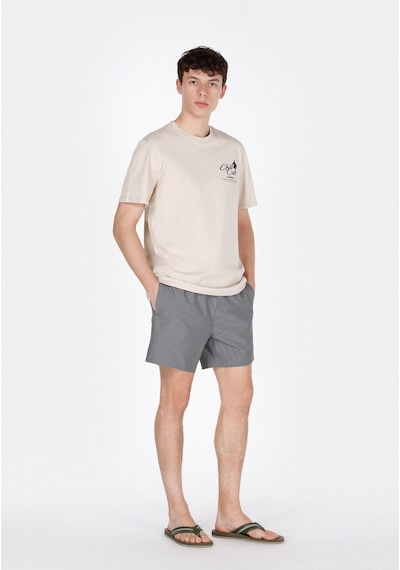 Colin's Colins Slim Fit Çizgili Erkek Siyah Deniz Şortu Cl1072291 Q1.v1 Blk Siyah