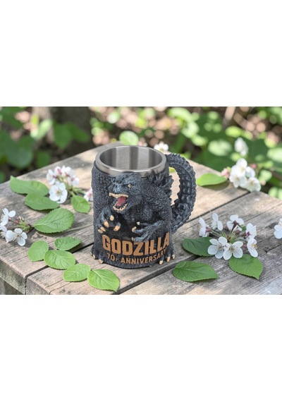 3d Godzilla Tasarımlı Kupa Paslanmaz Çelik İç Hazneli Kulplu Dekoratif Bardak 400 Ml Çok Renkli