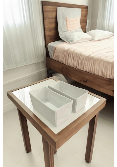 2'li Krem Çekmece Içi Düzenleyici Organizer Set - Çok Amaçlı Dola Krem