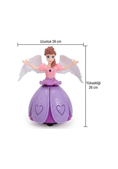 Işıklı Müzikli Çarp Dön 26 Cm Prenses Melek Oyuncak Dönen Etekli Ve Işıklı Eğlenceli Oyuncak