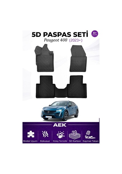 Peugeot 408 2023+ Araca Özel Havuzlu "karbon" Paspas Takımı
