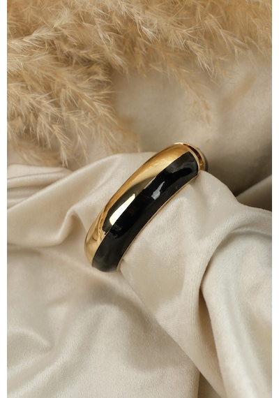 Çildan Womens Black Gold Özel Tasarım Kalın Kelepçe Bileklik Altın