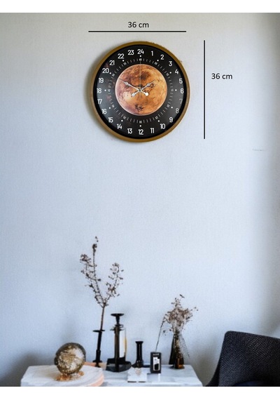 36 Cm Kahverengi 24 Saat Göstergeli Duvar Saati Çok Renkli