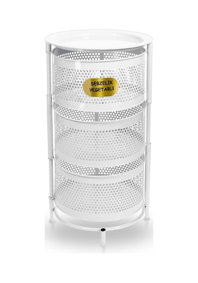 River World Tekerleksiz Rengi Beyaz Açılabilen 3 Katlı Çok Amaçlı Metal Raf Mutfak, Balkon, Kiler Çok Renkli