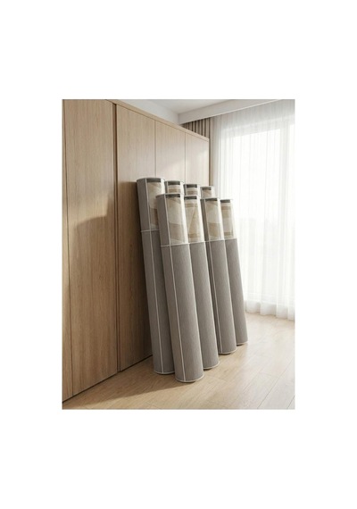 Pencereli Halı Hurcu Gri Çizgili Fermuarlı Toz Geçirmez Organizer Hurç, Büyük Kapasiteli Saklama Torbası 1 Adet 4m² 38x170 Cm Diğer