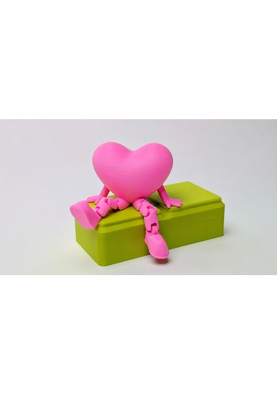 3d Baskı Hareketli Kalp Figürü - Eklemli Dekoratif Oyuncak 1 Adet -pembe