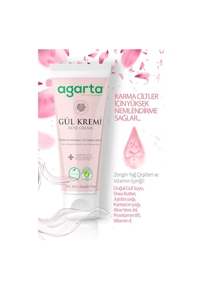 Agarta Doğal Cilt Nemlendirici Gül Kremi 75  ML