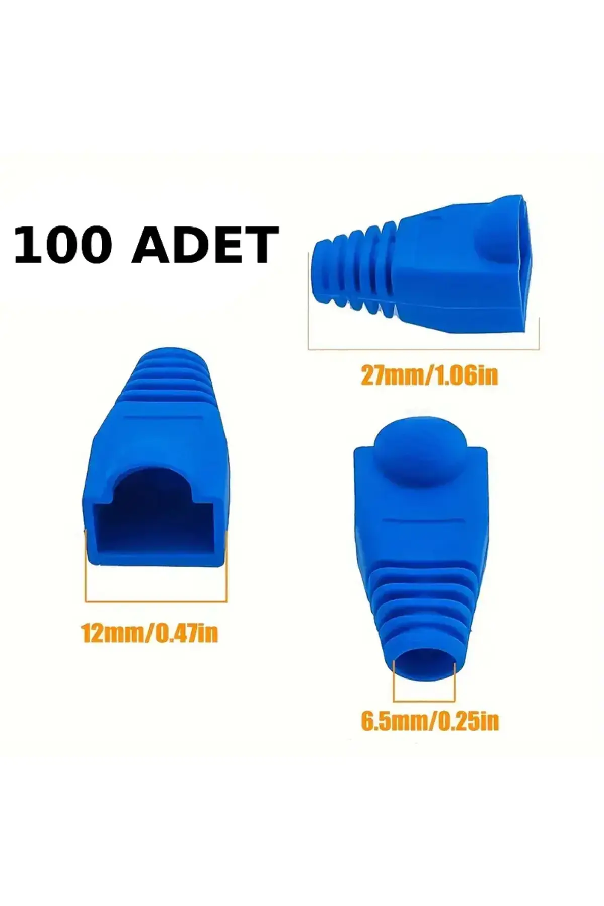 100'lü Paket Rj45 Cat6 Cat6e Cat5 Cat5e Ethernet Ağ Kablosu Koruma Cover Kılıfı Kablo Konektörü Mavi