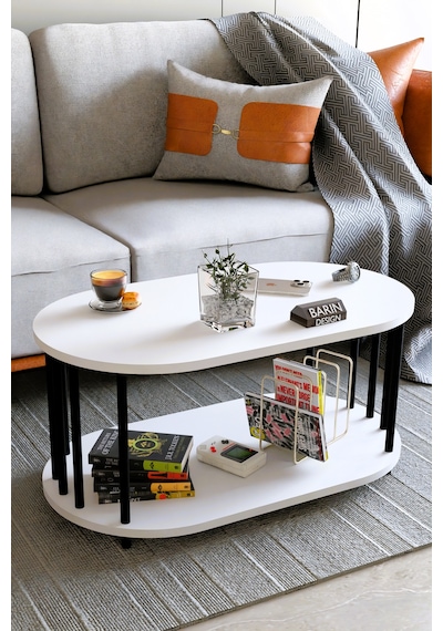 Modern Oval Orta Sehpa Çift Katlı Metal Ayaklı Salon, Ofis, Dekoratif Sehpa, Kahve Sehpası Beyaz Modern Oval Orta Sehpa Çift Katlı Metal Ayaklı Salon, Ofis, Dekoratif Sehpa, Kahve Sehpası Beyaz