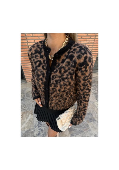 Piedra Leopar Desen Şardonlu Kadın Hırka Siyah - 674122990 Siyah - 674122990 Siyah