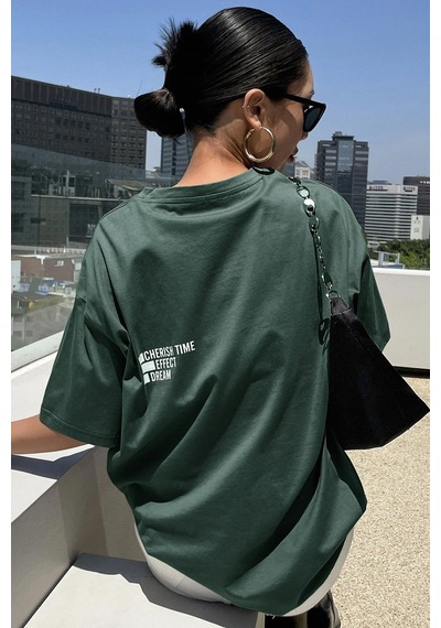 Unisex Cherish Time Effect Dream Baskılı Tasarım Tshirt Yeşil Unisex Cherish Time Effect Dream Baskılı Tasarım Tshirt Yeşil