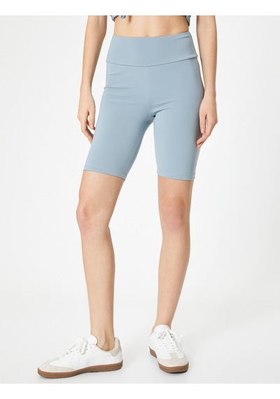 Koton Spor Biker Tayt Yüksek Bel Slim Fit Mavi 4sak40134nk