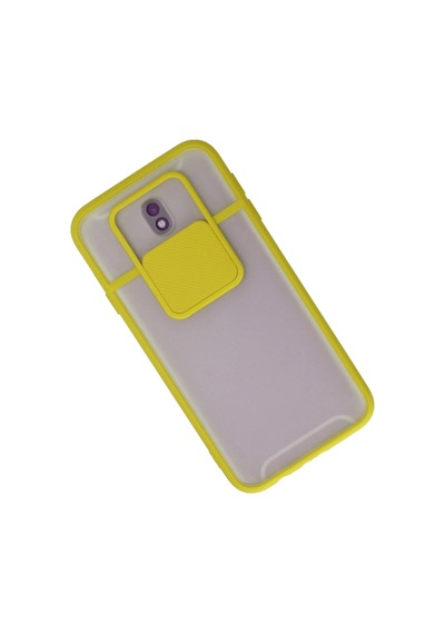 Cosmotex Newface Samsung Galaxy J7 Pro / J730 Kılıf Palm Buzlu Kamera Sürgülü Silikon - Sarı