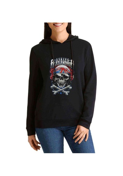 Asking Alexandria Skull Baskılı Siyah Kadın Kapşonlu Sweashirt (538485209)