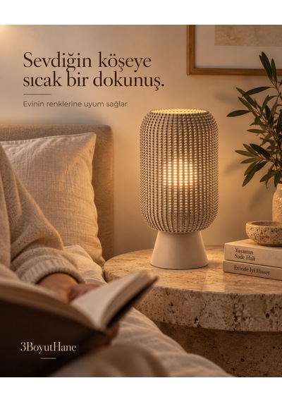 Modern Dekoratif Masa Lambası Salon Ve Yatak Odası İçin Abajur, 10 Renk Seçeneği, E14 Led Uyumlu Bej