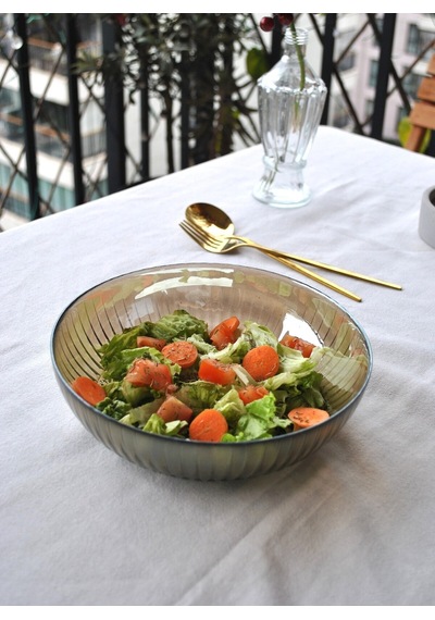 20 Cm Cam Salata Tabağı Füme Salata Kasesi Orta Boy Tabak 2-3 Kişilik Beyaz