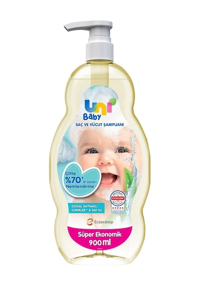 Uni Baby Bebek Saç Ve Vücut Şampuanı 900ml Klasik Pompalı 2li