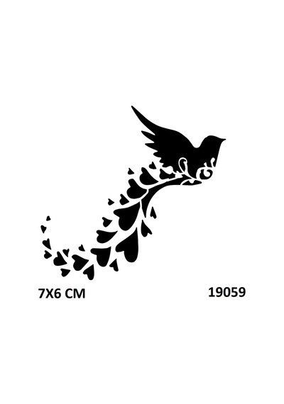 Airbrush Tattoo Kuş Uçuşu Kalp Yapışkanlı Stencil Süsleme Ve Boyama Kalıbı