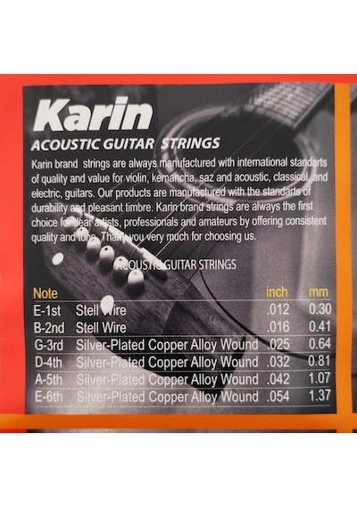 Karin K206 - Akustik Gitar Teli Takım Tel K-206