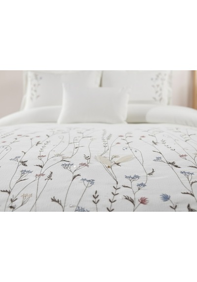 Bohem Çiçekli 4 Parça Mavi Pike Takımı 240 X 260 Cm Mavi
