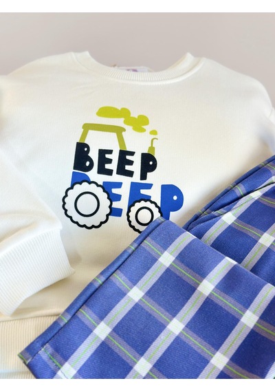 Elzo Collection Erkek Çocuk Ön Arka Beep Beep Baskılı Sweatshirt Kareli Denim Kot Pantolon Alt Üst Takım Çok Renkli Elzo Collection Erkek Çocuk Ön Arka Beep Beep Baskılı Sweatshirt Kareli Denim Kot Pantolon Alt Üst Takım Çok Renkli