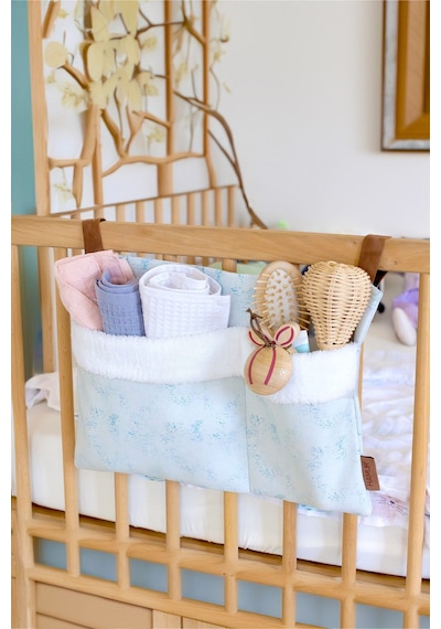 Pratik Askılı Organizer Bebek Arabası Beşik Kenar Fluffy Organizer Solid Yeşil