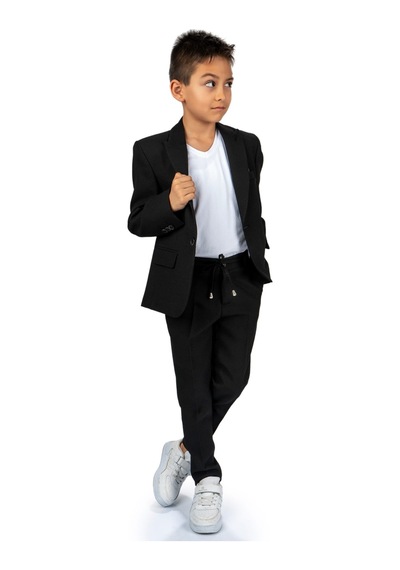Mnk Baby & Kids Spor Çocuk Ceket, Tişört , Jogger Pantolonlu Takım Mnk5682 Siyah