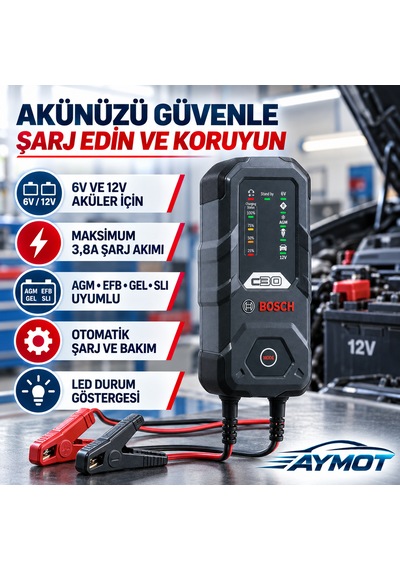 Bosch C30 Akıllı Akü Şarj Ve Bakım Cihazı 6v 12v 3,8a