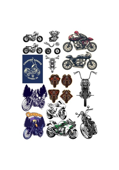 Motor Sticker Set-2 15 Parça Telefon, Tablet, Defter, Laptop Sticker