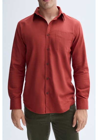 Mudo Erkek Erkek Kiremit Rengi Regular Fit Uzun Kollu Gömlek 1263257