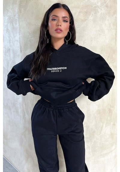 So Fetch Series 2 Eşofman Takımı Sweatshirt Jogger - Siyah Baskılı Oversize Şardonlu Kapüşonlu Siyah So Fetch Series 2 Eşofman Takımı Sweatshirt Jogger - Siyah Baskılı Oversize Şardonlu Kapüşonlu Siyah