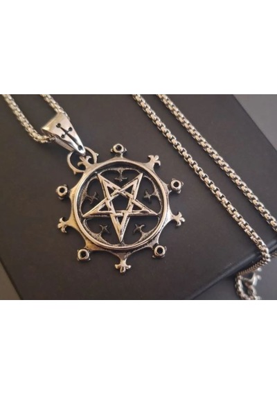 Paslanmaz Çelik Pentagram Yıldız Kolye Gümüş