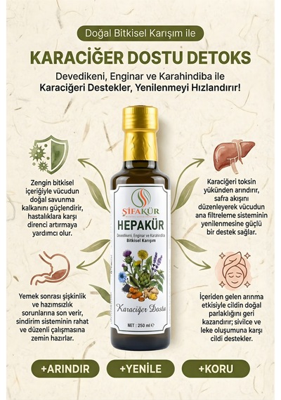 Şifakür Hepakür Sıvı Ekstrakt Devedikeni Enginar Karahindiba Bitkisel İçerikli 250ml
