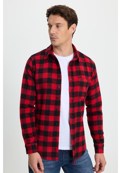 Tudors Erkek Slim Fit Dar Kesim Uzun Kollu Cepli Kareli Dama Desenli Kışlık Oduncu Gömlek-41694 Çok Renkli Tudors Erkek Slim Fit Dar Kesim Uzun Kollu Cepli Kareli Dama Desenli Kışlık Oduncu Gömlek-41694 Çok Renkli
