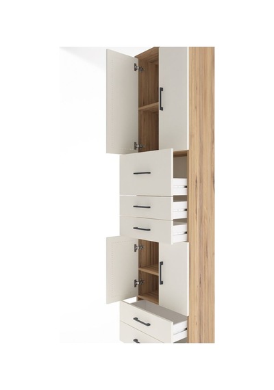 Arges Dolap 4 Raflı 5 Çekmeceli 4 Kapaklı 60x30x243 Çam-aytaşı Çam