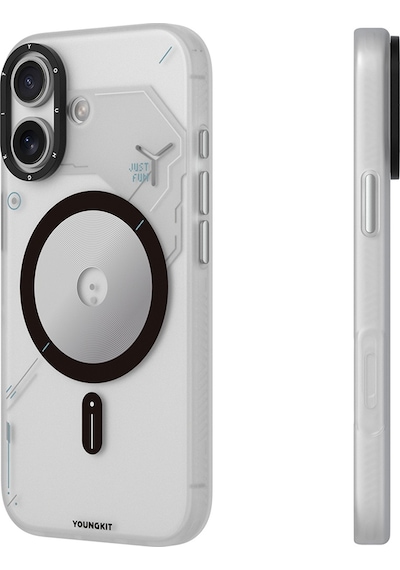 Apple Uyumlu iPhone 17  Kılıf M-safe Şarj Özellikli Disk Desenli Youngkit Disc Battle Kapak Gri Gri