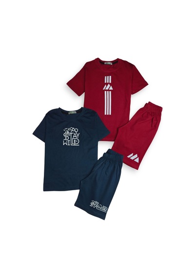 Minik Motion 2'li Set Kısa Kollu Tshirt Ve Şortlu Çocuk Minikmotion Alt Üst Takım Bordo - Lacivert Minik Motion 2'li Set Kısa Kollu Tshirt Ve Şortlu Çocuk Minikmotion Alt Üst Takım Bordo - Lacivert