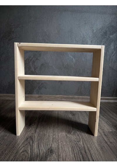 Nest Wood Doğal Ham Ahşap Baharatlık Rafı Mutfak Tezgah Üstü Düzenleyici Baharat Standı 38x35 Cm Açık Ahşap