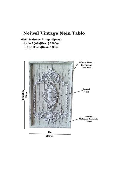 Neiwel Vintage Nein Eskitme Beyaz Tablo