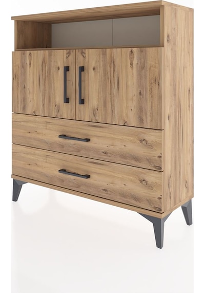 Arges Şifonyer 3 Raflı 2 Çekmeceli 2 Kapaklı 88x30x96 Çam-çam Çam