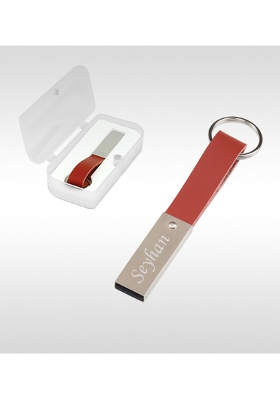 Kişiye Özel F-151-16 Kahverengi Metal-suni Derili Usb Bellek 16 Gb