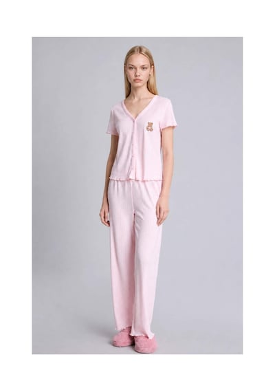 Defacto Regular Fıt Kısa Kollu Ayıcıklı 2li Pembe Pijama Takımı H3709ax26aupn436 Pembe-pn436