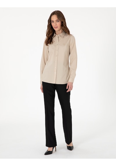 Pierre Cardin Kadın Kum Gömlek Desenli 50313589-vr085 Kum