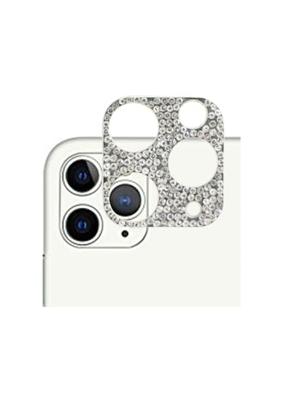 Ally Apple Uyumlu iPhone 11 Pro Diamond Taş İşlemeli Kamera Koruyucu Lens Gümüş