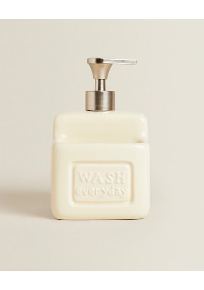 Makri Home Şık Ve Pratik Seramik Süngerlikli Sıvı Sabunluk/deterjanlık, Krem, 500 Ml