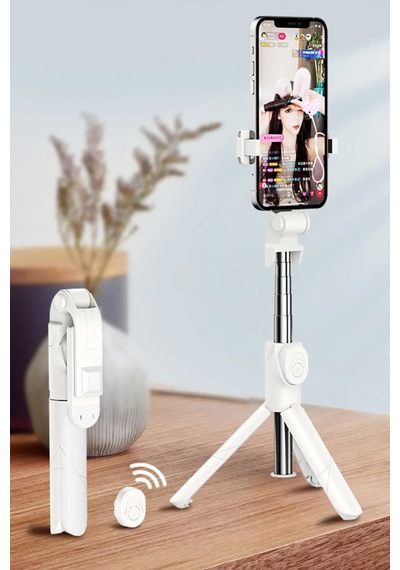Valletta Bitonto Tripod Bluetooth Kumandalı Selfie Çubuğu Beyaz
