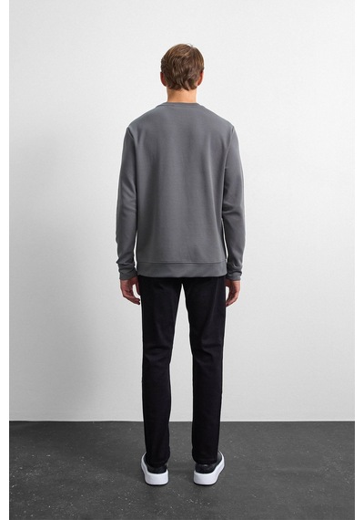 Backandbond Antrasit Bisiklet Yaka Gizli Fermuarlı Sweatshirt