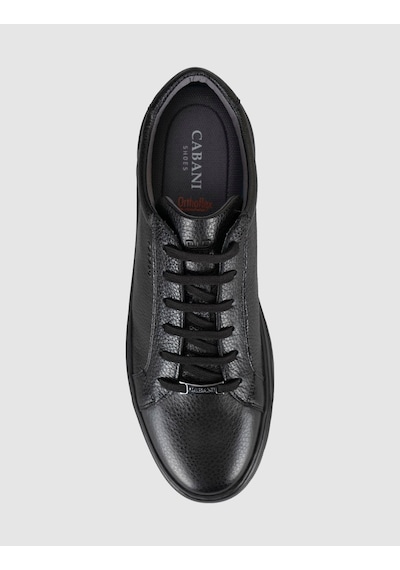 Cabani Erkek Siyah Hakiki Deri Günlük Sneaker Ayakkabı